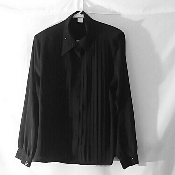 Preston & York Tops - Preston & York button up beaded Blouse  black